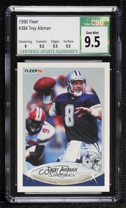 1990 Fleer Troy Aikman #384 CSG 9.5 Gem Mint HOF