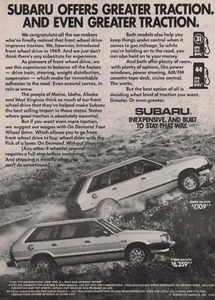 Pubblicità Stampa Vintage 1982 Subaru offre maggiore trazione e anche 4x4 FWD Wagon - Foto 1 di 2