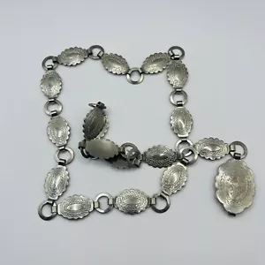 Southwestern Shiny Silver Tone Toddler Girls Concha Belt 30" Long Adjustable - Picture 1 of 3