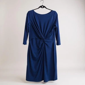 Lauren Ralph Lauren Womens 3/4 Sleeve Blue Twist Knot Dress Size 16 Polyester/El - Picture 1 of 8