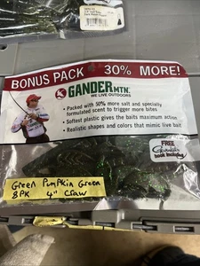 Gander Mtn 4” Craw Cebo Suave Salado VERDE CALABAZA con Gancho Gamskatsu - Imagen 1 de 11