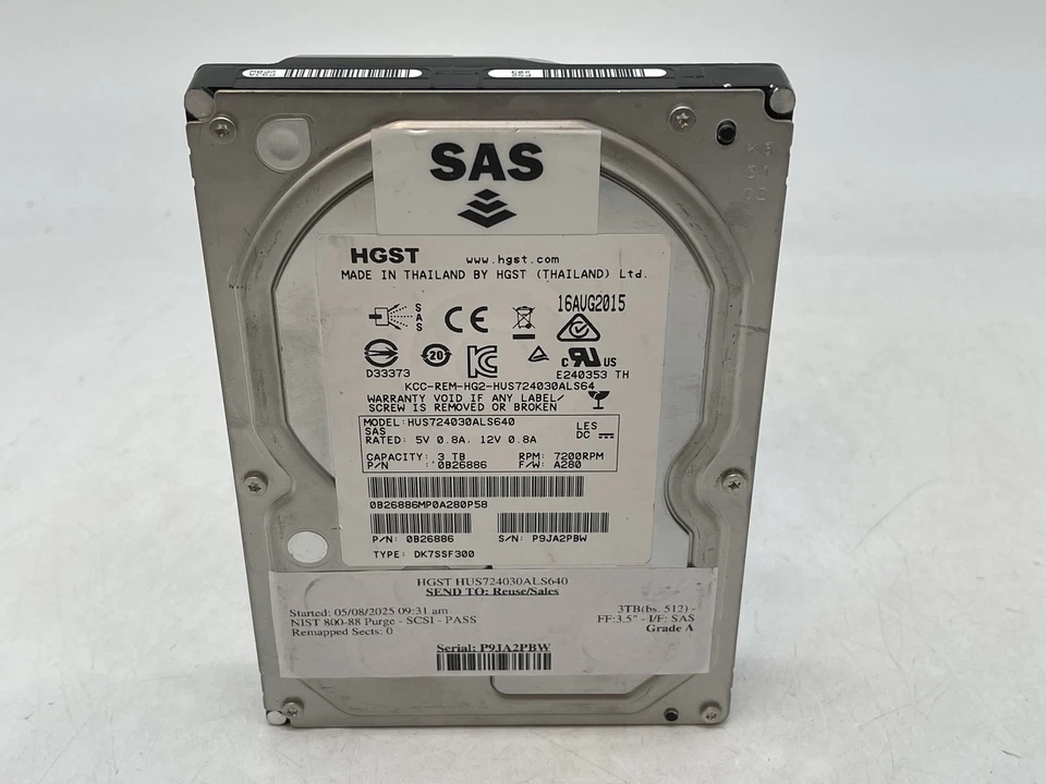 HGST HUS724030ALS640 3TB 3.5" Enterprise SAS HDD Drive GRADE A FREE S/H - Image 1 of 4