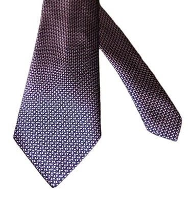 Richel Men’s Neck Tie Blue/Pink geometric Hand Made In Spain 100% Silk - Image 1 of 4