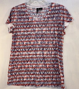 New Direction Red White Blue Women’s Medium Lightweight Bling Patriotic Shirt - Picture 1 of 10