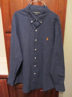 U.S. POLO ASSN Para hombres TALLA XXL Camisa AZUL Manga Larga Cuello Abotonado NUEVO Foto 1 de 4