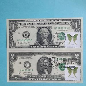 2025 Luna Moth GASS Stamp Show FIRST DAY COVERS on $1 & $2 Dollar Bills FDC416 - Picture 1 of 4