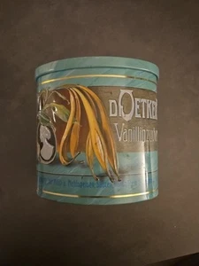 Dr. Oetker Vanillinzucker Dose Blechdose Keksdose Retro Oval Vintage Blau - Bild 1 von 3