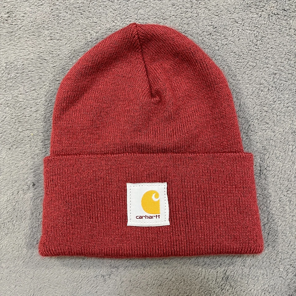 Carhartt WIP Acrílico Reloj Gorro Granate Acanalado Tejido Puños Plegable Sombrero Talla Única Foto 1 de 4