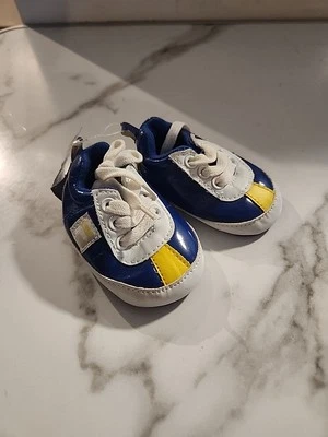 FILA Bebé Cómodo Calce Cuna Zapatos Talla 0-6 Mos Azul Amarillo Blanco Tenis con Cordones Foto 1 de 4