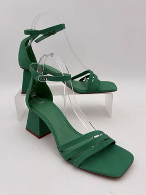 Gianni Bini Women’s 9M Green Suede Block Heel Sandals Ankle Strap Square Toe - Image 1 of 4