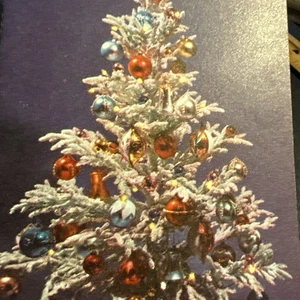 Tarjeta de Navidad de Colección Mcm Árbol Decorado Adornos Foto Real Años 60 Gibson Pequeña - Imagen 1 de 4