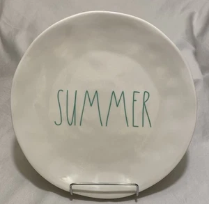 Rae Dunn Melamine “SUMMER” Plate 10” White & Green NWOT - Picture 1 of 3