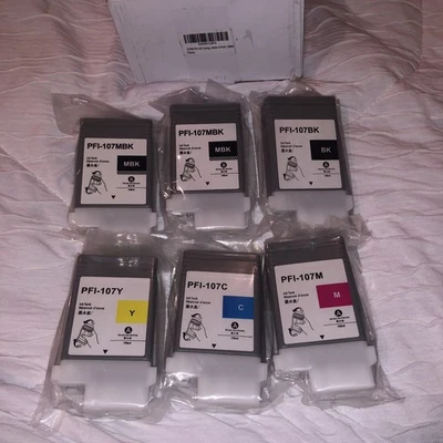 PFI-107 Ink Cartridge 6 pack set for Canon PFI107 PFI107MBK PFI107BK PFI107C-NEW - Image 1 of 4