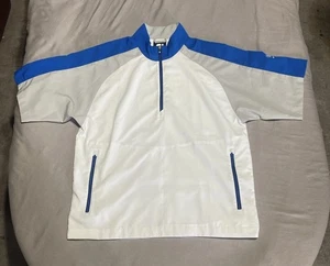 FJ Herren 1/4 Zip Pullover Golf Windshirt Blau Weiß Grau Herren Größe L - Bild 1 von 8