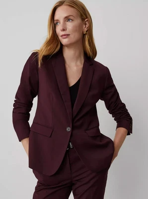 ANN TAYLOR ПОЛНОЧЬ ФИГУРКА С ВЫРЕЗОМ ОДНА КНОПКА ШЕРСТИ СМЕСЬ ЭЛАСТИЧНОЙ БЛЕЙЗЕР КУРТКА SZ 2 - Изображение 1 из 4