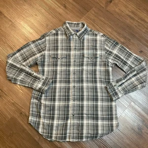 Polo Ralph Lauren Hemd Herren mittelgrau Flanell kariert Western Pearl Snap Cowboy - Bild 1 von 11