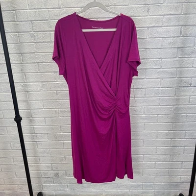 Soft Surroundings Magenta Ruched Faux Wrap Dress Womens Size 1X Office Travel - Image 1 of 4