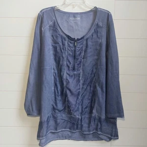Weiche Umrandung Nicola Raw Edge Tunika Damen Gr. XL lila Top Boho 1/4 Zip - Bild 1 von 8