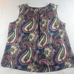 Talbots Damen ärmellose 100 % Seide Bluse Paisleymuster Größe 18W - Bild 1 von 9