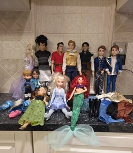 Disney Prince & Princess Dolls Disney Store~ Lot of 12~Ariel,Frozen,Descendants+ - Picture 1 of 21