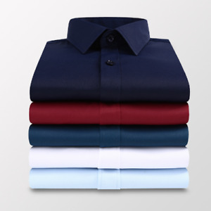 Plus Size Men Business Shirt Fashion Casual Slim Long Sleeve Shirt Male Clothes