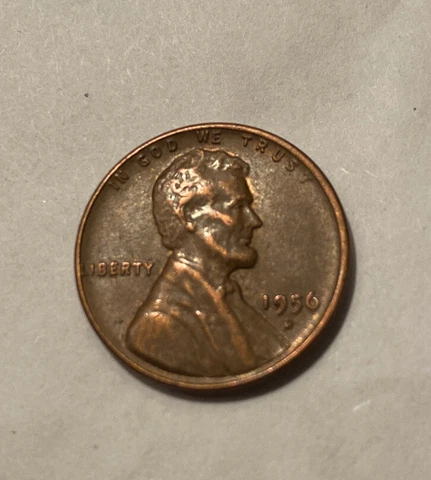 1956D Lincoln Wheat Penny. With Error. (L) in Liberty On the rim Cover