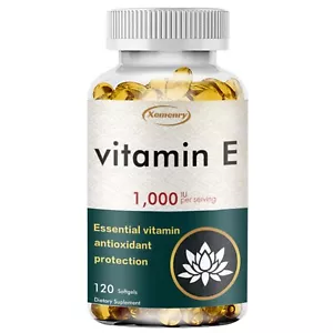 120pcs Vitamin E Capsules 1000IU - Supports Skin, Hair & Eye Health, Anti-aging - Picture 1 of 13