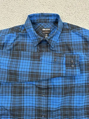 Camisa de franela Outdoor Research Kulshan para mujer mediana azul negra a cuadros abotonada Foto 1 de 4