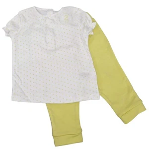 NEXT Baby Mädchen Kurzarm Kleid weiß & zitrone Leggings 2-teiliges Set 3-6 Monate - Bild 1 von 7