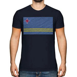 ARUBA SCRIBBLE FLAG MENS T-SHIRT TEE TOP GIFT ARUBAN FOOTBALL - Picture 1 of 21