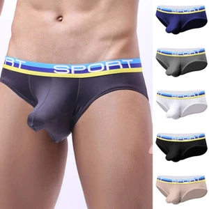 Mens Ice Silk Briefs Sexy Low Waist Bikini Panties Pouch Breathable Underwear - Picture 1 of 30