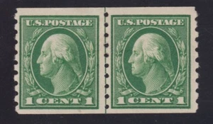 US 412 1c Washington Mint Line Pair F-VF OG H SCV $120 - Picture 1 of 2