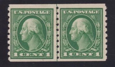 US 412 1c Washington Mint Line Pair F-VF OG H SCV $120 - Image 1 of 2