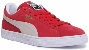 Puma Suede Classic + Unisex Lace up Trainer In Red Size UK 3 - 7 - Picture 1 of 12