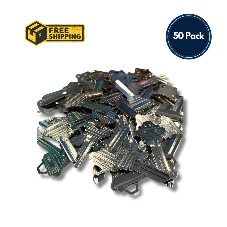 FREE SHIPPING - SC1 Key Blanks (50 Pack) Brass Compatible with ILCO Schlage - Image 1 of 3