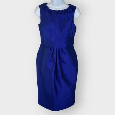Adrianna Papell Cocktail Dress | 4 | Royal Blue | Taffeta | Rosettes Jewels - Image 1 of 4