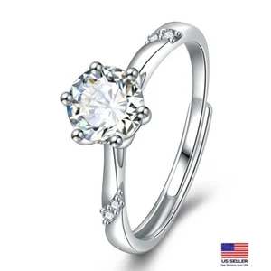 Fashion Women 925 Sterling Silver Ring Cubic Zirconia Six Prong Wedding 1847 - Picture 1 of 4