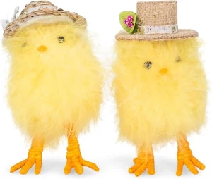 Adorable Decorative Chicks Wearing Hats, Easter Décor, Set of 2 Assorted Chicks - Picture 1 of 6