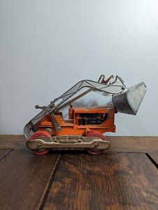 Vintage Hubley #505 Front End Loader Diesel Bulldozer w/ Wooden Wheels