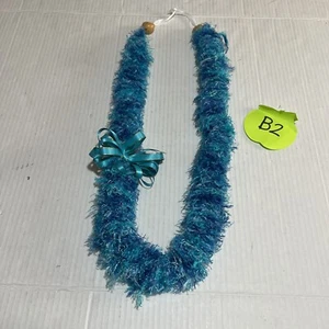 Blue Graduation Eyelash Lei Hawaiian Grad Accessory Handmade - Picture 1 of 5