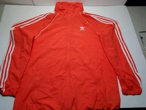 ADIDAS 3 Stripe Hooded Orange Windbreaker Orange Size Large - NEW W/Tags - Picture 1 of 7