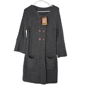Juicy Couture Wool Blend Twist Cable Knit Cardigan M Double Breasted 3/4 Sleeve - Picture 1 of 10