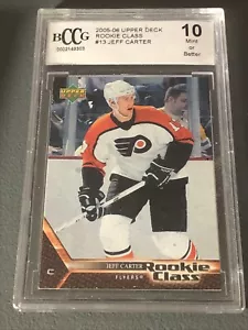 Tarjeta de clase novato de cubierta superior 2005/06 #13 Jeff Carter Rookie BCCG 10 gemas como nueva UD - Imagen 1 de 5