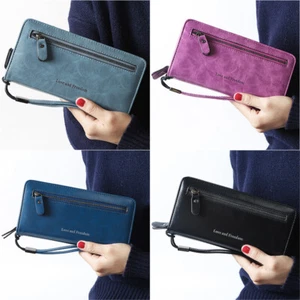 Womens Clutch Leather Long Wallet RFID Blocking Credit Card Holder Purse Handbag - Picture 1 of 24