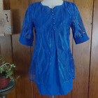 FORMAL LACE TUNIC TOP Women's Small Top BLUE LACE OVERLAY Mother Of The Bride