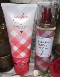 Bath & Body Works GINGHAM LOVE Gift Set Fine Fragrance Mist Spray& Body Cream - Picture 1 of 7
