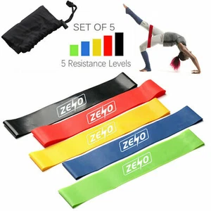 RESISTANCE LOOP BANDS MINI NATURAL LATEX EXERCISE YOGA 5 PIECE SET CORE BALANCE - Picture 1 of 3