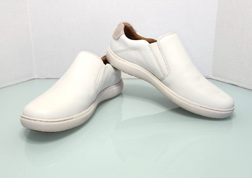 Sneakers Clarks Nalle Stride bianche in pelle slip on scarpe basse da lavoro casual nuove 9W