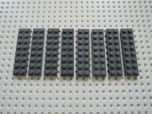 Lego 8 x Platte Bauplatte flach 3034   2x8 neu dunkelgrau  - Bild 1 von 1