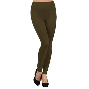 Yelete Seamless Fleece Lined Solid Color Leggings - Picture 1 of 3